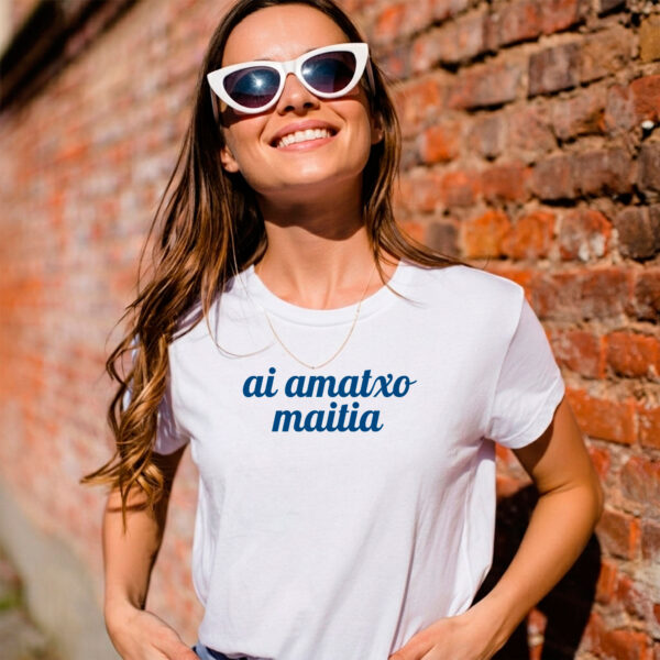 Camiseta mujer Ai amatxo maitia en euskera blanca algodon organico sostenible