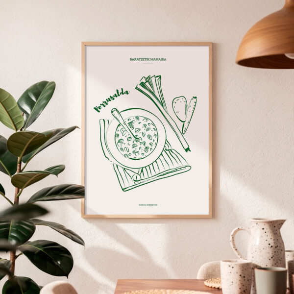 lámina porrusalda ilustración receta vasca minimalista