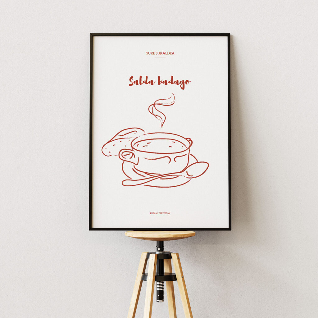 lámina cocina vasca sopa minimalista ilustración