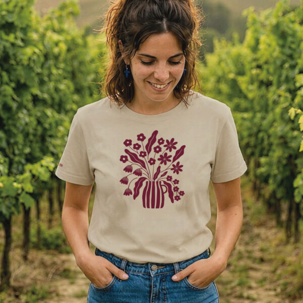 Camiseta de mujer ramo de flores granates